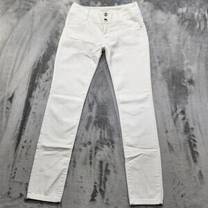 Lipstik Denim Culture Jeans Womens 12/31 White Double Button Skinny Leg Stretch